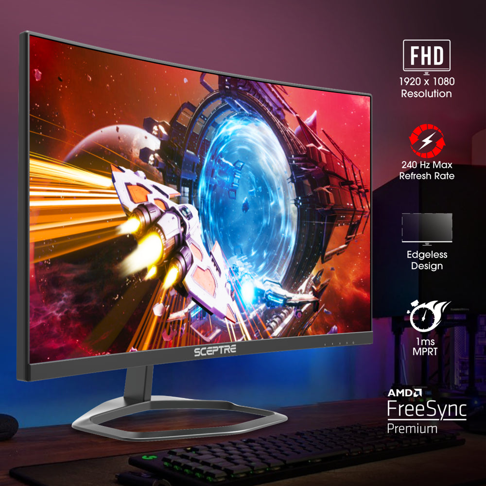 Curved 24.5-Inch Gaming Monitor up to 240Hz 1080P R1500 1Ms Displayport X2 HDMI X2 Blue Light Shift Build-In Speakers, Machine Black 2023 (C255B-FWT240)