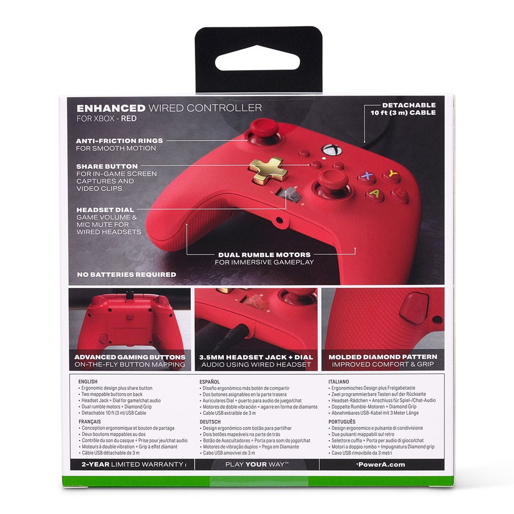 Powera Enhanced Wired Controller for Series X|S - Red
