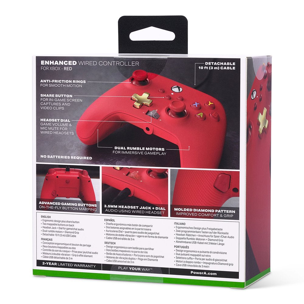 Powera Enhanced Wired Controller for Series X|S - Red